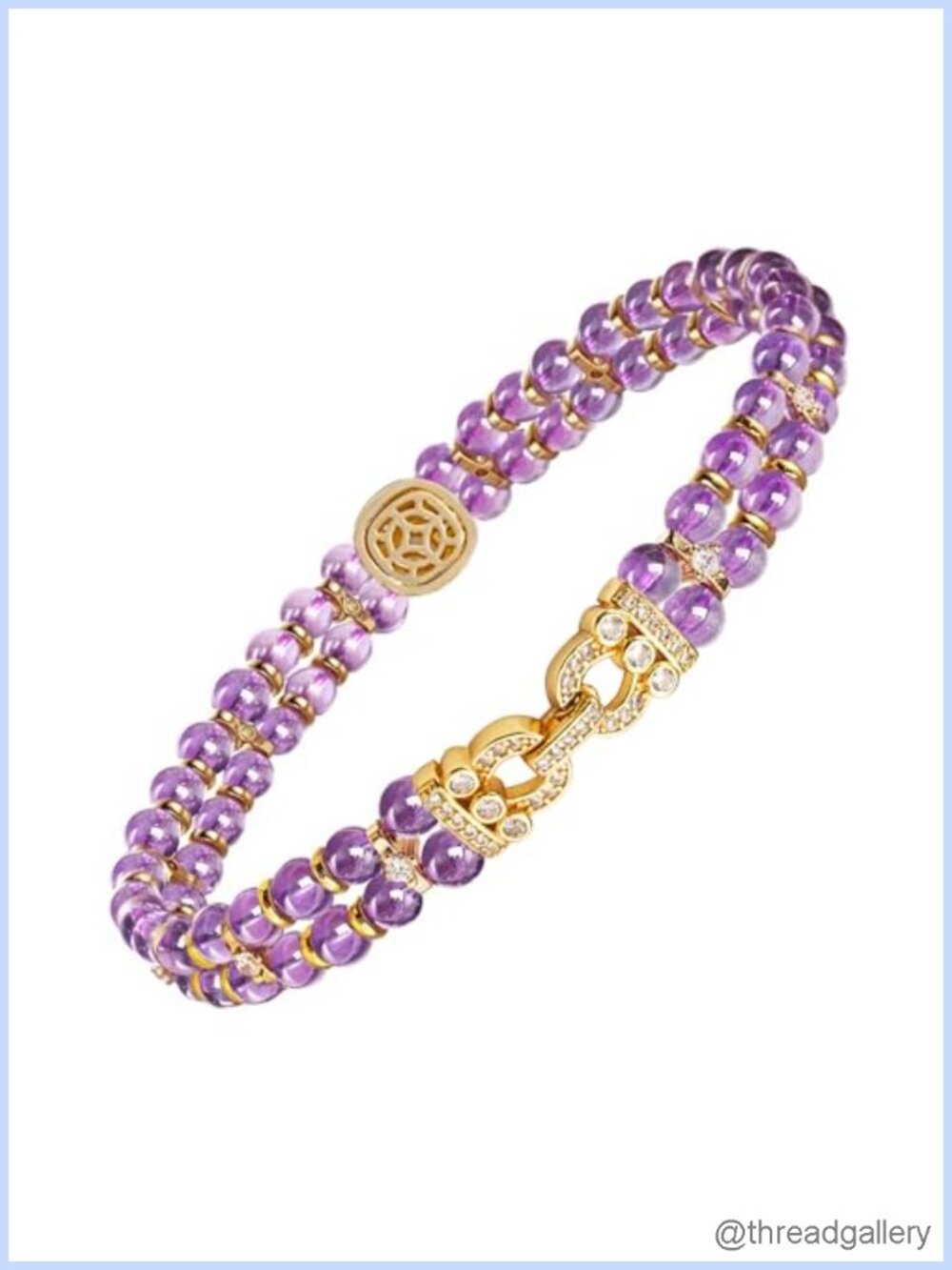 18K Gold Plated Natural Amethyst Tennis Bracelet Double Row CZ Women Jewelry